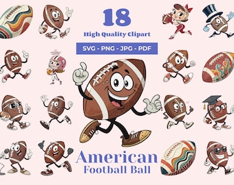 Cartoon Football SVG Bundle: Groovy Clipart Designs (Digital Download)