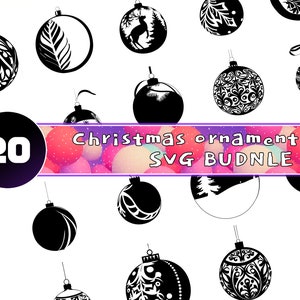 Kerstversieringen SVG-bundel - 20 unieke ontwerpen - kerstballen SVG - direct downloaden - vectorillustraties kerstversiering
