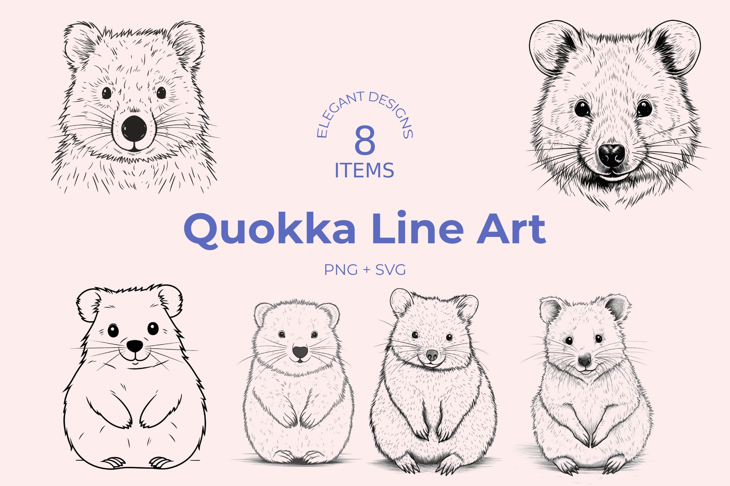 Quokka One Line Art SVG: Minimalist Animal Design (digital