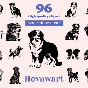 Hovawart SVG-bundel - 96 gesneden bestanden - veelzijdige Guardian Dog Art - sublimatie en transparante PNG - familiehond clipart