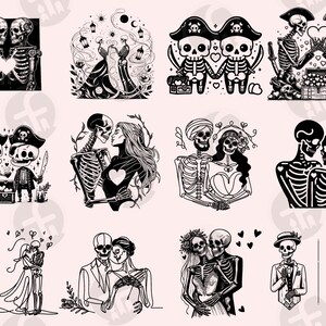 Skeleton Love SVG Bundle: 96 Wedding Clipart Designs (Digital Download) image 6