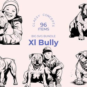 XL bullebak SVG-bundel - 96 gesneden bestanden - gespierde hond kunst - sublimatiebestanden - zachte reus SVG - hondenliefhebber cadeau