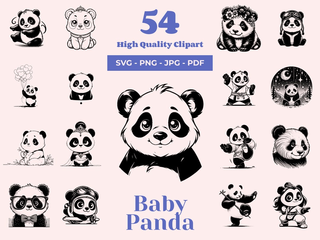 Baby Panda SVG Bundle - 54 Designs - Kung-fu Art - Nursery Decor - Cute ...