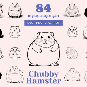 Fat Hamster SVG Bundle - 84 Designs - Cute Hamster Clipart - Adorable Fat Rodents - Perfect for Cricut & Laser Cut - Pet-Themed Art