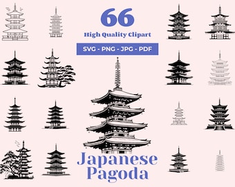 Japanese Pagoda SVG Bundle: 66 Architectural Cut Files (Digital Download)