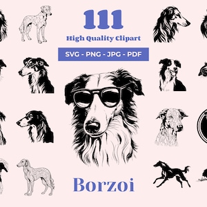 Borzoi SVG Bundle - 111 Designs - Russian Wolfhound - Aristocratic Dog Breed - Sublimation and Cricut Ready - Borzoi clipart - Laser files
