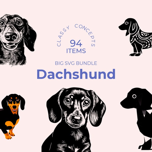 Dachshund SVG Collection - 94 Unique Black and White Dachshund Silhouettes for Dog Lovers - Perfect for Art and Craft Projects