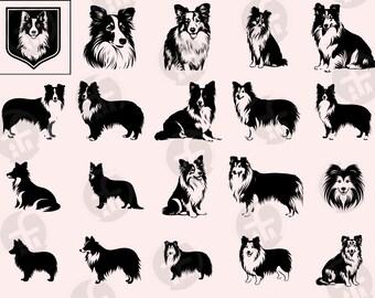 シェルティ SVG バンドル: シェットランド・シープドッグのシルエット