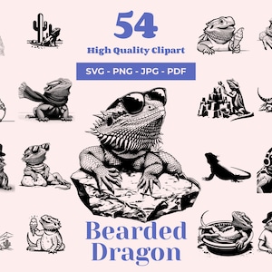 Bearded Dragon SVG Bundle: 54 Lizard Designs, Laser Cut Files