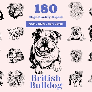British Bulldog SVG Bundle: 180 Cut Files, Clipart (Digital Download)