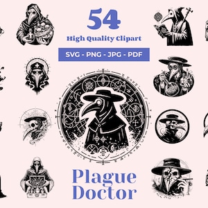 Plague Doctor SVG Bundle: 54 Gothic Halloween Designs (Digital Files)