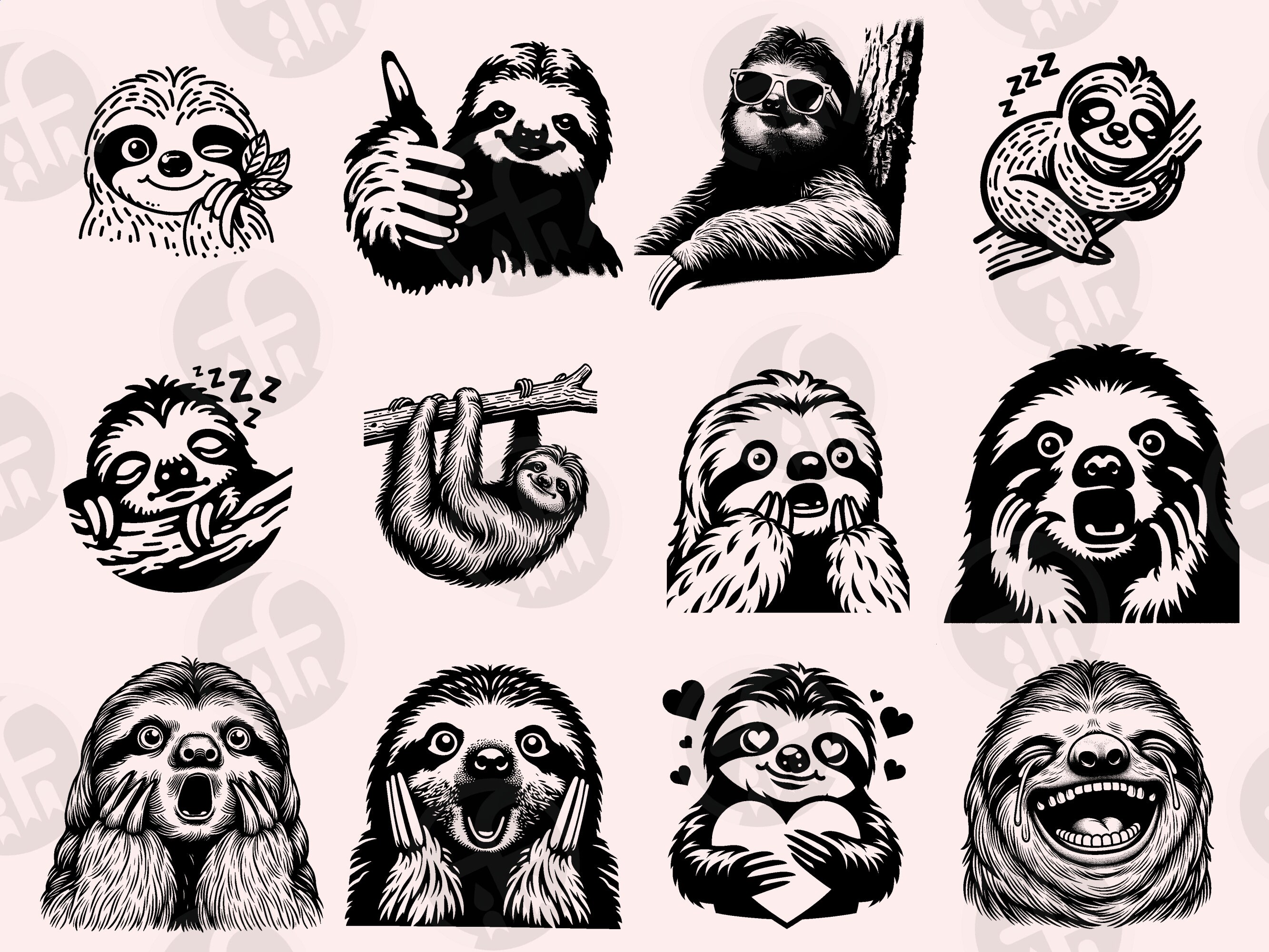 Sloth SVG Bundle: 96 Designs for Cricut, Laser Cutting, Sublimation ...