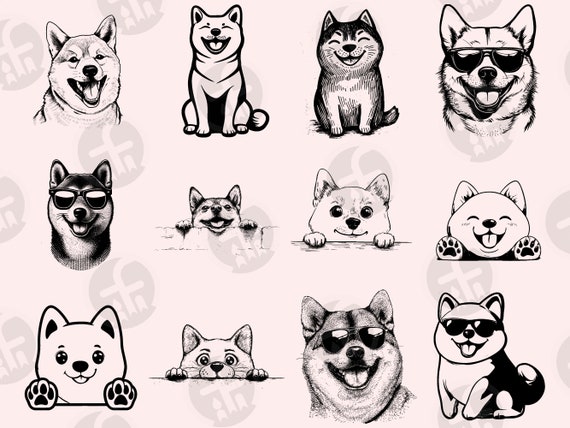 柴犬 SVG クリップアート バンドル: 96 種類の Doge デザイン