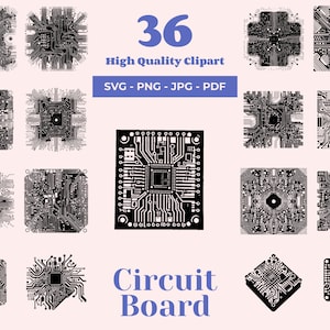 回路基板 SVG - 36 カット ファイル - テクノロジーにインスパイアされたデザイン - プロセッサ SVG - Cricut SVG - エンジニアリング テーマ - レーザー カット - レーザー彫刻