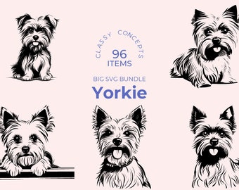 Yorkie SVG Bundle - 96 Cut Files - Pet Dog Design - Cricut SVG - Yorkshire Terrier