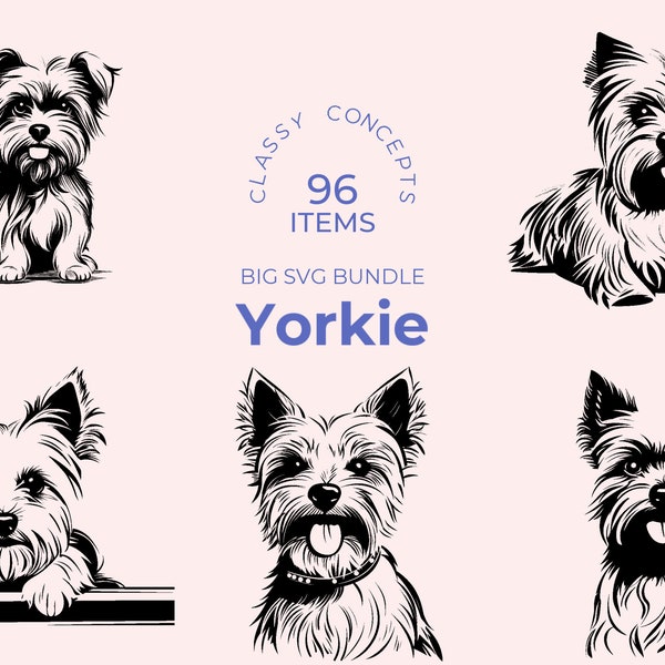 Bundle Yorkie SVG - 96 fichiers coupés - conception de chien de compagnie - Cricut SVG - Yorkshire Terrier