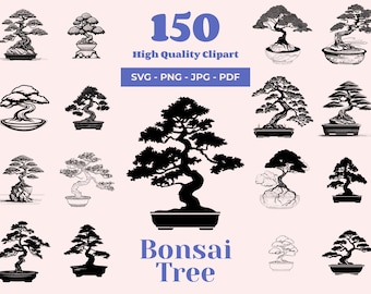 Bonsai Tree SVG Bundle: 150 Japanese Garden Art Cut Files (Digital Download)