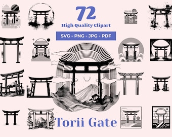 Torii Gate SVG Bundle: 72 Japanese Culture Cut Files (Digital Download)