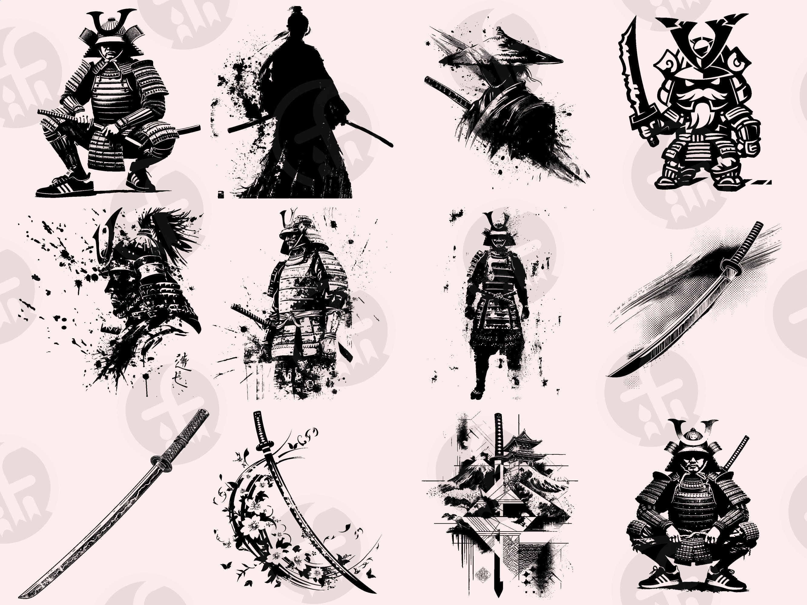 Samurai SVG Bundle: 96 Japanese Warrior Cut Files (digital Download) - Etsy