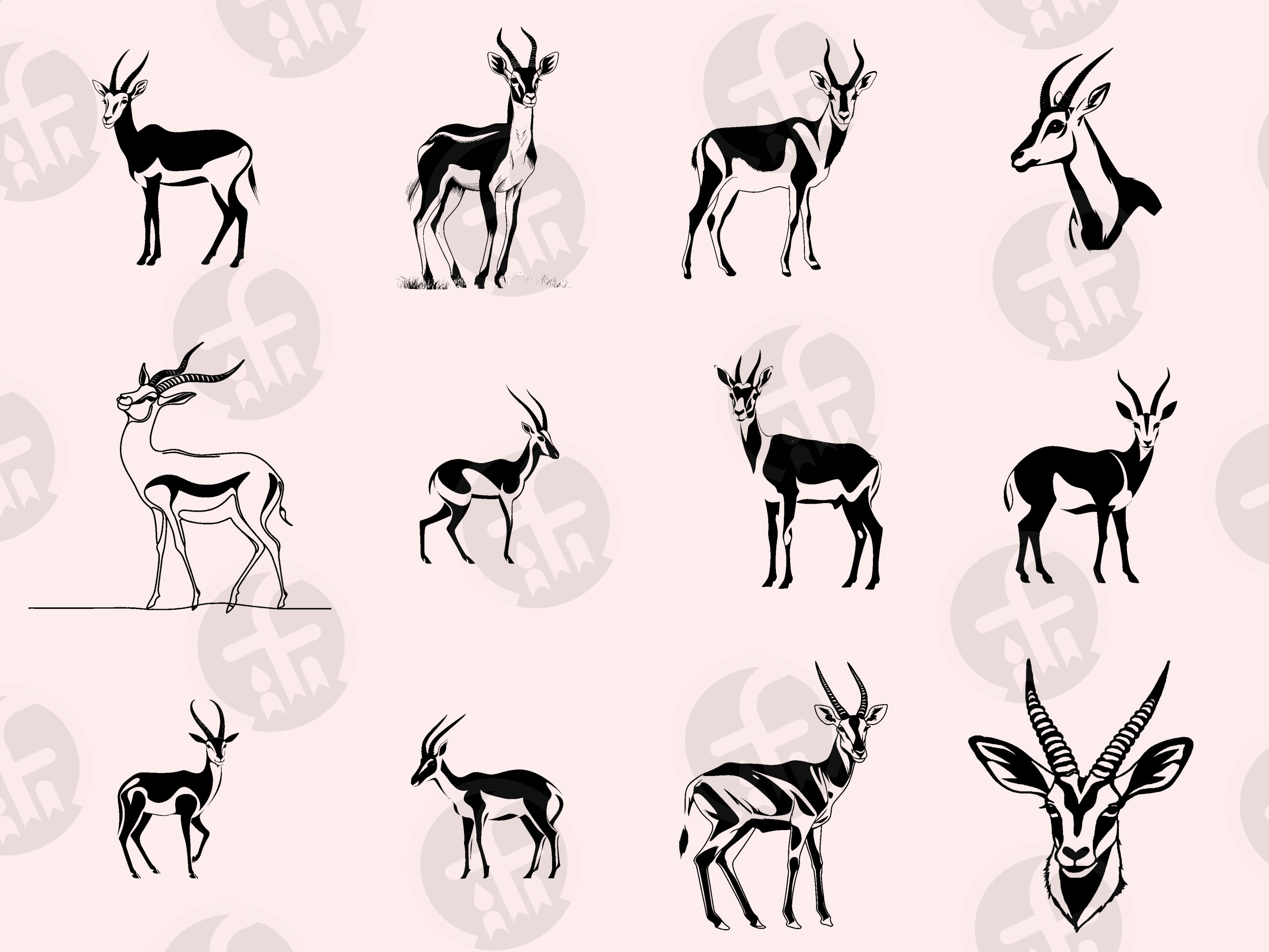 Springbok Printable Labels Springbok SVG Clipart Bundle: Safari Animal Designs (digital Download ...