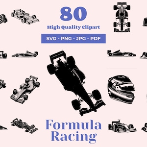 Formula Racing SVG-Bundle - 80 Designs - Elektroauto Clipart - Motorsport Silhouetten für Lasergravur, Sublimation, Kleidung und Poster