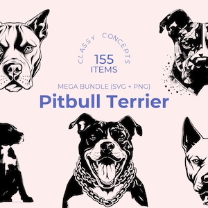 Pitbull Terrier SVG Bundle: 155 Dog Breed Cut Files (Digital Download)