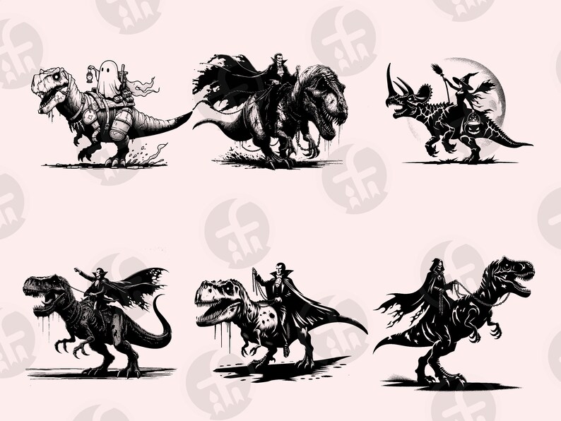 Devil Riding Dinosaur Monsters Riding Dinosaurs SVG Bundle: Halloween Cricut & Laser Cut ...