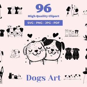Hunde ART Bundle - 96 SVG & PNG Dateien - Hundehütte Dekor - Clip Art für Postkarten - Dummes und lustiges Design - Schrullige Hunde - Bereit für Cricut