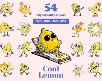 lemonさん限定 Funny Lemon Character SVG Clipart – 54 Zestful Designs (digital