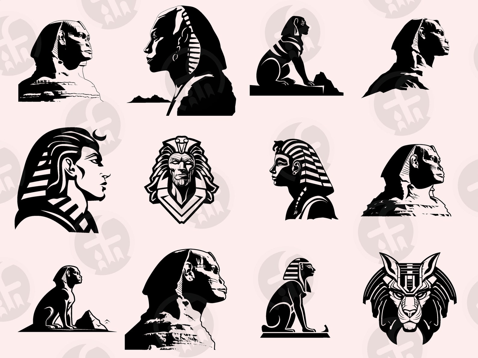 Egyptian Sphinx SVG Clipart Bundle – 84 Unique Designs (digital ...