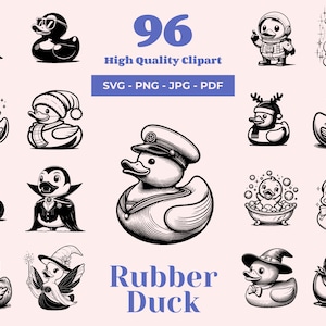 Gummiente SVG Bundle - 96 Designs - Badeente Clipart - Baby Ente - Festliches Design PNG - Perfekt für Laser cut, Cricut und Kinderzimmer Dekor