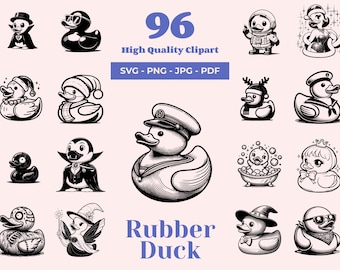 Rubber Duck SVG Bundle - 96 Designs - Bath Duck Clipart - Baby Duck - Festive design png - Perfect for Laser cut, Cricut and Nursery Decor