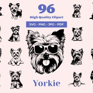 Yorkie SVG Bundle - 96 Schnittdateien - Haustier Hund Design - Cricut SVG - Yorkshire Terrier - Yorkie Clipart