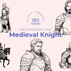 Mittelalterlicher Ritter SVG-Bundle: 180 Krieger Cut Files (Digitaler Download)