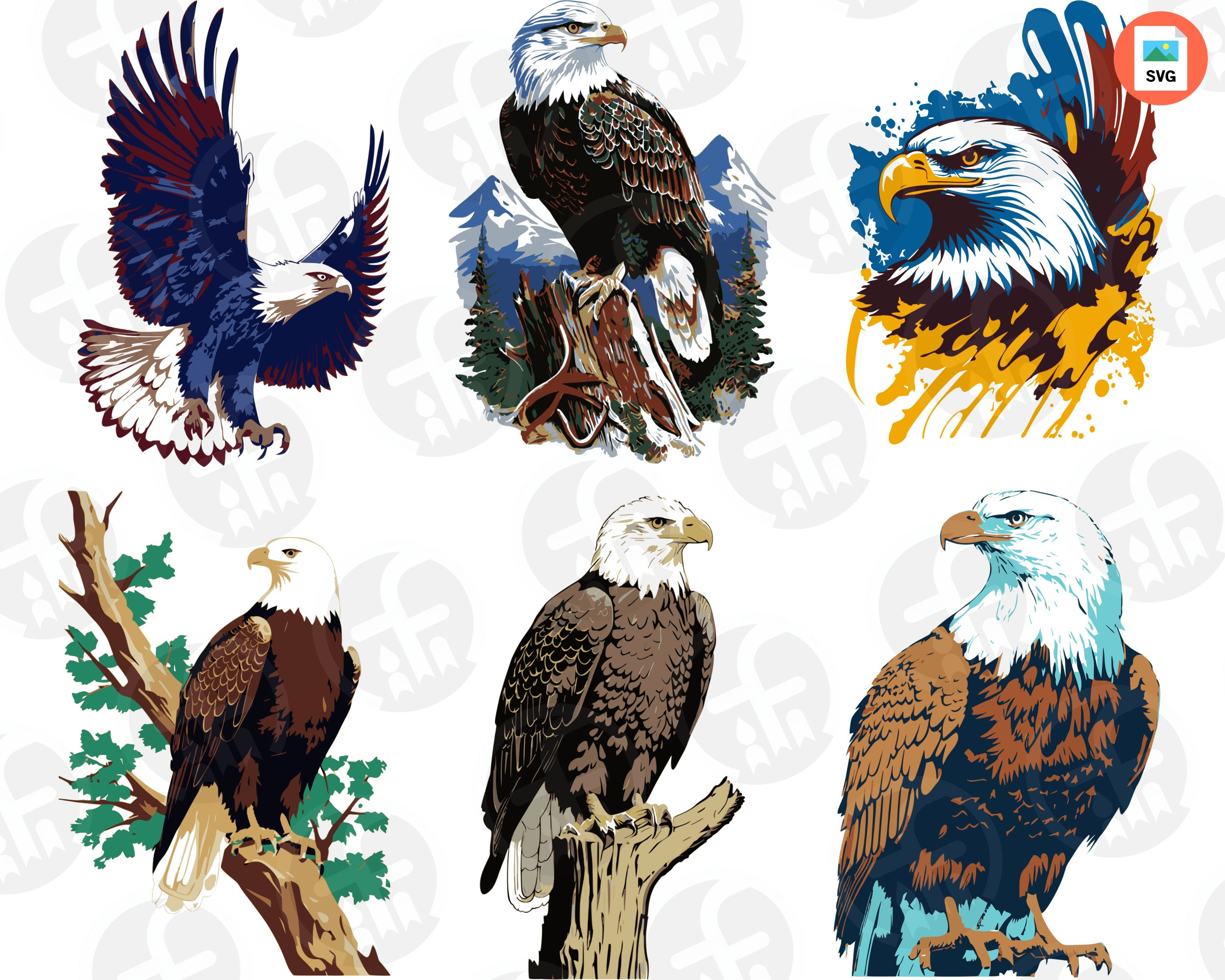 Bald Eagle SVG Bundle 12 Unique Designs SVG & PNG Eagle - Etsy