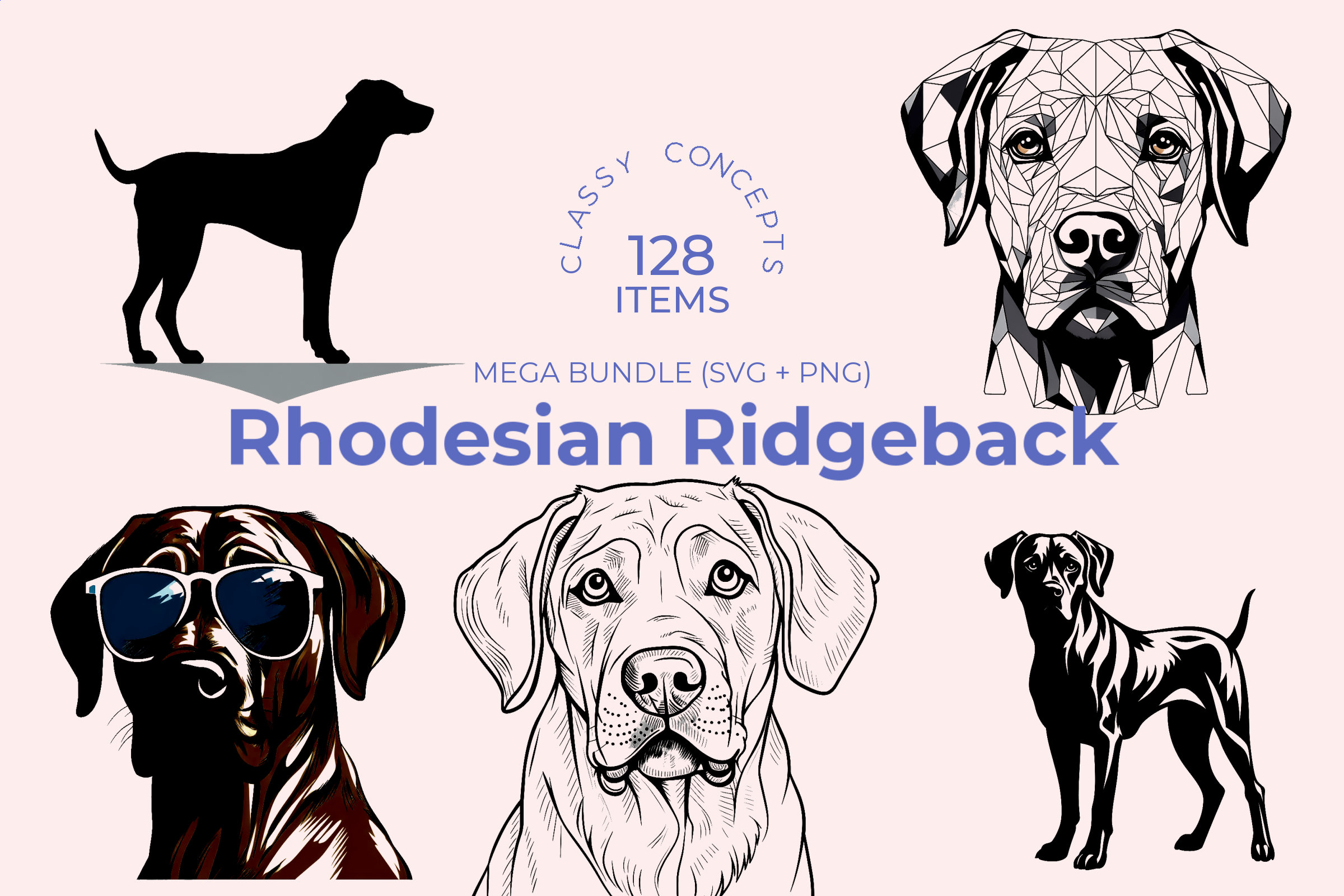 Rhodesian Ridgeback SVG Bundle: 128 Lion Dog Cut Files (digital ...