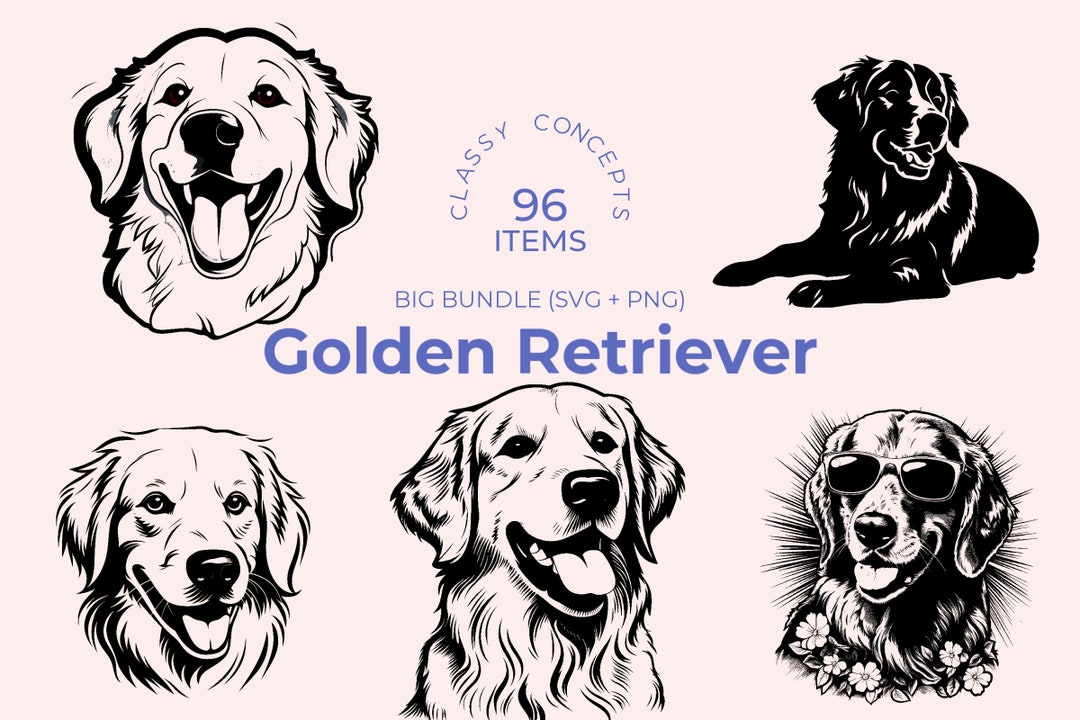 Golden Retriever SVG Bundle 96 Cut Files Lovable Dog Breed Art Cricut ...