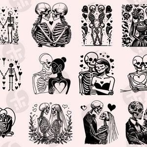 Skeleton Love SVG Bundle: 96 Wedding Clipart Designs (Digital Download) image 3