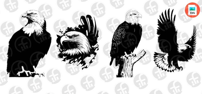 Bald Eagle SVG Bundle 12 Unique Designs SVG & PNG Eagle - Etsy