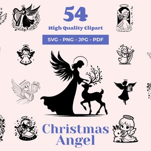 Christmas Angel SVG Bundle: 54 Holiday Craft Designs (Digital Download)