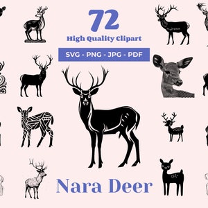 Nara's Sacred Deer SVG Bundle - 72 Cut Files - Cultural and Wildlife Designs for Laser Cut, Cricut, and Sublimation - Japanese Deer Artwork