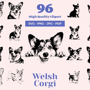 Pembroke Welsh Corgis SVG Bundle - 96 Designs - Corgis Clipart - Corgis Silhouette für Cricut - Corgis Liebhaber Geschenk - Hunderasse Illustrationen