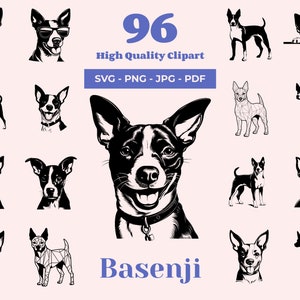 Basenji SVG Bundle - 96 Cut Files - Congo Dog - Barkless Dog - Independent Explorer - Sublimation and Cricut Ready Designs