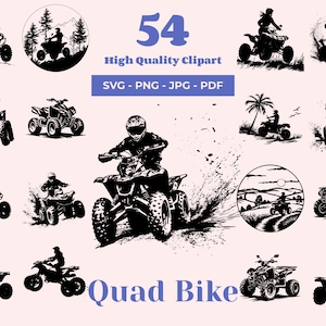 Pacchetto SVG Quad Bike - 54 design - Moto fuoristrada - Quattro ruote - Design ATV per incisione laser, taglio, sublimazione e decalcomanie