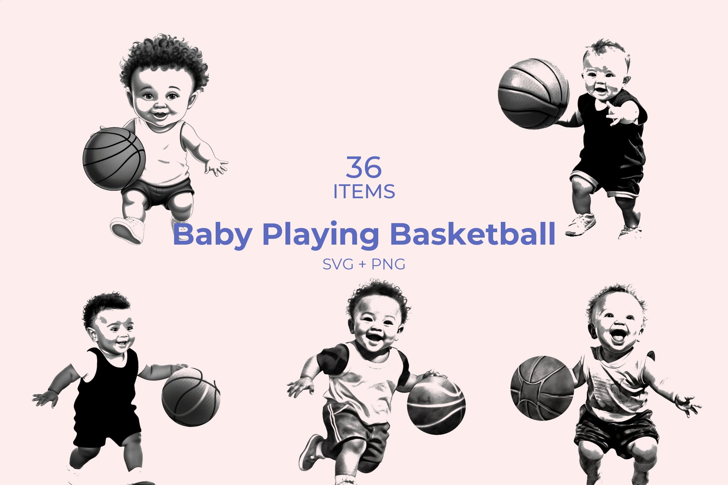 Baby Plays Basketball SVG 36 Cut Files Cute Basketball Etsy