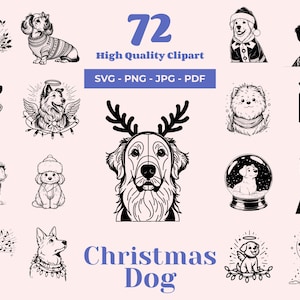 Weihnachtshund SVG Bundle - 72 Designs - Weihnachtscliparts - Hundeengel - Weihnachtshund PNG - Urlaub Welpe - Laser-Dateien - Hund Cricut SVG