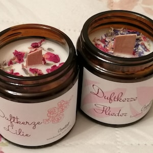 Duftkerze im Glas, Geburtstagsgeschenk, Geschenkidee Muttertag, Kerze mit Holzdocht, Duftöl, Sojawachskerze