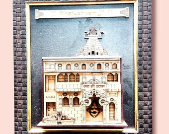 A Wooden Handmade Replica/ Modal of Shri Khatu Shyam Ji Temple, shri Khatu Shyam Ji Temple , 3D in 2D, Laser Cut Temple,