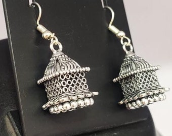 Oxidized Silver Plated  square shape jhumka / Jhumki Earrings jewelry women