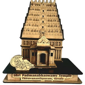 Shri Padmanabhaswamy Temple, Thiruvananthapuram, Kerala , A wooden Handmade replica/Modal of Hindu Temple, A laser cut temple image 1